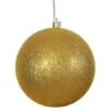 6 Inch Antique Gold Glitter Ball Ornament: Set Of 4