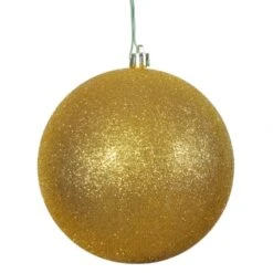 8 Inch Antique Gold Glitter Ball Christmas Ornament