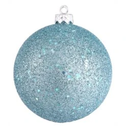 6 Inch Baby Blue Sequin Ball Ornament: Set Of 4