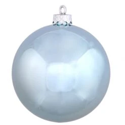 4 Inch Baby Blue Shiny Ball Ornament: Set Of 6