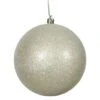 4 Inch Champagne Glitter Ball Ornament: Set Of 6