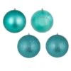 6 Inch Teal 4-Finish Ball Ornament: Set Of 4