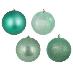 3 Inch Matte, Shiny, Sequin & Glitter Finished Ornament (set Of 16): Sea Foam