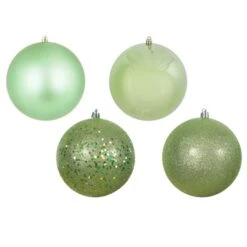 3 Inch Matte, Shiny, Sequin & Glitter Finished Ornament (set Of 16): Celadon