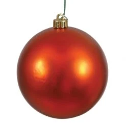 8 Inch Matte Finished UV/Shatterproof Christmas Ball: Burnish Orange
