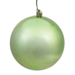 4 Inch Celadon Shiny Ball Ornament: Set Of 6