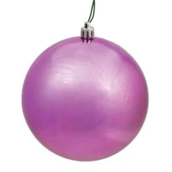 6 Inch Mauve Shiny Ball Ornament: Set Of 4