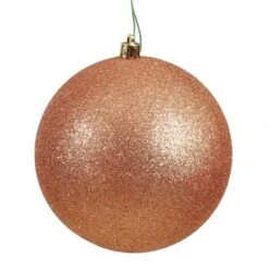 10 Inch Rose Gold Glitter Ball Christmas Ornament