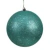 6 Inch Teal Sequin Ball Ornament: Set Of 4