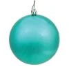 6 Inch Teal Shiny Ball Ornament: Set Of 4