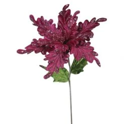 15 Inch Mauve Velvet Poinsettia Pick: Set Of 3