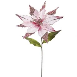 26 Inch Pink Velvet Poinsettia Pick: Set Of 3