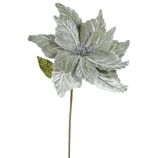 22 Inch Velvety Pewter Poinsettia - 12 Inch Flower: Set Of 6 1 22 Inch Velvety Pewter Poinsettia - 12 Inch Flower: Set Of 6