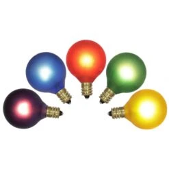 G40 Red, Blue, Green, Yellow, Purple E12/C7 Twinkle Bulbs (Set Of 5)