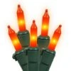 16 Foot 50 Mini-light Strand W/ 4 Inch Spacing On Green Wire: Orange