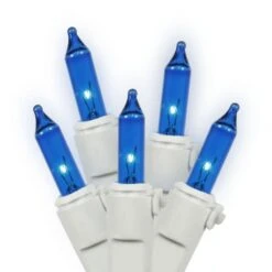 33 Foot 100 Mini-light Strand With 4 Inch Spacing On White Wire: Blue