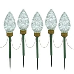 8.5 Inch C9 LED Light Stakes With 100 Cool White LEDs