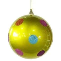 8 Inch Polka Dot Christmas Ball Ornament: Green
