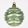6 Inch Christmas Candy Glitter Wave Ball Ornament: Celadon