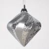 6 Inch Candy Glitter Swirl Christmas Diamond Ornament: Silver
