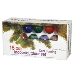 15 Foot 15 G50/E12 Light Strand With 12 Inch Spacing On Green Wire: Multi-Colored