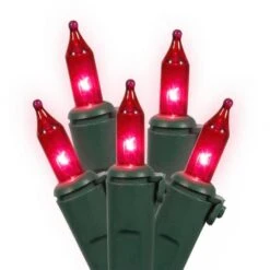 16 Foot 50 Mini-light Strand W/ 4 Inch Spacing On Green Wire: Pink