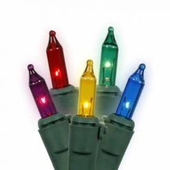 23 Foot 50 Mini-light Strand - 5.5 Inch Spacing On Green Wire: Multi-Color