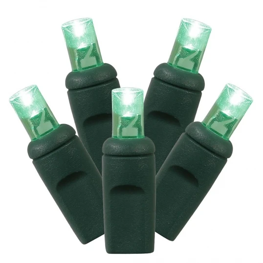 50 Foot Wide Angle LED Lights With 6 Inch Spacing On Green Wire: Green 1 50 Foot Wide Angle LED Lights With 6 Inch Spacing On Green Wire: Green