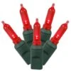 25 Foot Italian LED Lights With 6 Inch Spacing On Green Wire: Red
