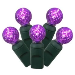 25 Foot G12 Lights With 6 Inch Spacing On Green Wire: Purple Lights