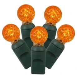 25 Foot G12 Lights With 6 Inch Spacing On Green Wire: Orange Lights