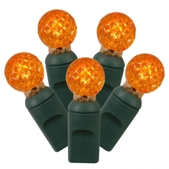 25 Foot G12 Lights With 6 Inch Spacing On Green Wire: Orange Lights 1 25 Foot G12 Lights With 6 Inch Spacing On Green Wire: Orange Lights