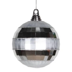 5.5 Inch Silver Shiny-Matte Mirror Ball Ornament