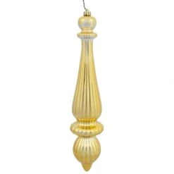 14 Inch Shiny Gold UV Protected Tear Drop Finial Ornament (Set Of 2)