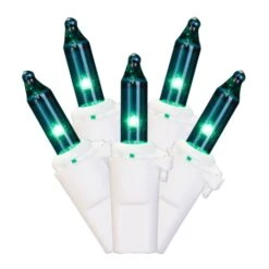 16 Foot 50 Lamp Lock Mini Light End-to-End Set W/ White Wire: Teal Lights