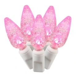 34 Foot C6 LED White Light Strand - 4 Inch Spacing: 100 Pink Lights
