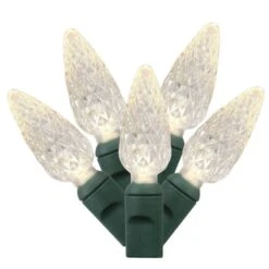 100 Foot C6 LED Green Light Strand - 6 Inch Spacing: 200 Clear Lights