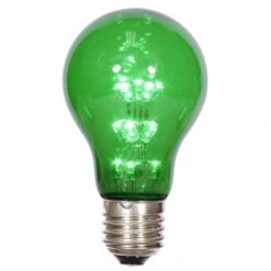 A19 LED Green Transparent Replacement Bulb With E26 Base: 25,000 HRS