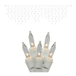 9 Foot 100 Clear Light Christmas Icicle Set W/ White Wire: Mini Lights
