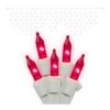 9 Foot 100 Pink Light Christmas Icicle Set W/ White Wire: Mini Lights