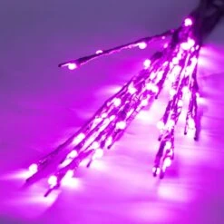 36 Inch Outdoor Tall LED Twig Lights - 3 Twigs: Pink Lights