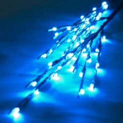 36 Inch Outdoor Tall LED Twig Lights - 3 Twigs: Teal Lights