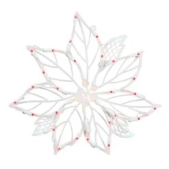 16H X 15W Inch Poinsettia Wire Silhouette: Wide Angle LED Lights