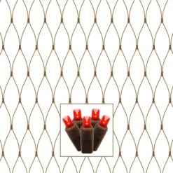 2x8 Foot End Connecting Wide Angle LED Brown Light Net: 150 Red Lights