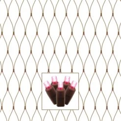 2x8 Foot End Connecting Wide Angle LED Brown Light Net: 150 Pink Lights