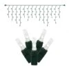 9 Foot M5 LED Green Icicle Light Strand - 3.5 Inch Spacing: Pure White Lights