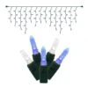 9 Foot M5 LED Green Icicle Light Strand - 3.5 Inch Spacing: Blue-Pure White Lights