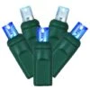25 Foot Wide Angle LED Lights With 6 Inch Spacing On Green Wire: Blue-White