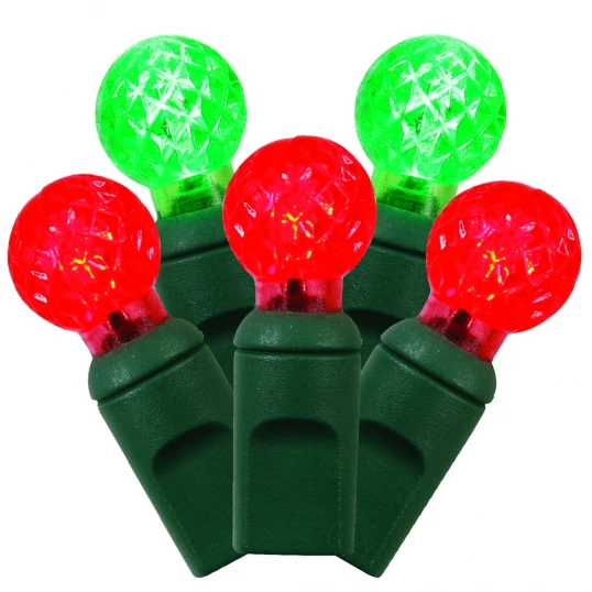 25 Foot G12 LED Lights With 6 Inch Spacing On Green Wire: Red-Green Lights 1 25 Foot G12 LED Lights With 6 Inch Spacing On Green Wire: Red-Green Lights