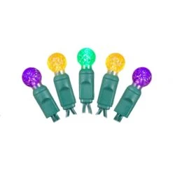 25 Foot G12 LED Lights With 6 Inch Spacing On Green Wire: Marti Gras Lights
